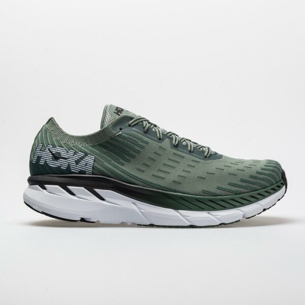 Hoka One One Clifton 5 Knit Men's Running Shoes Silver Pine/Chinois Green Size 8.5 Width D - Medium